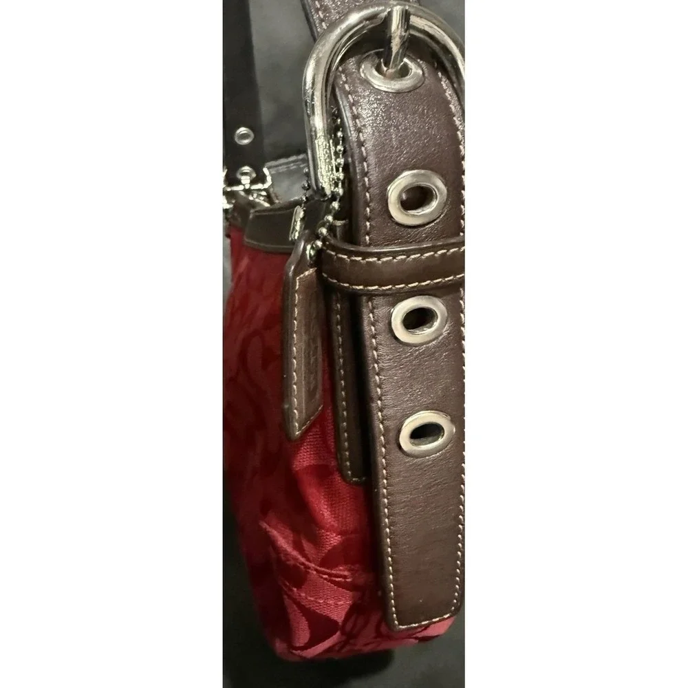 Coach Red And Brown Hobo vintage Y2K Signature C Jacquard